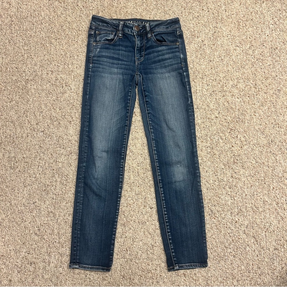 AMERICAN EAGLE Next Level Stretch Skinny Jeans Women's Size 2 Short Dark Wash